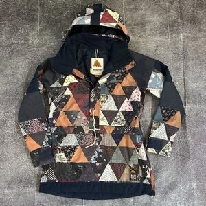 Women's Burton Cinder Anorak DryRide Navy Blue Patchwork Snowboard Jacket Sz XS